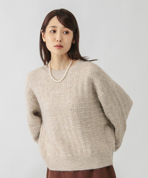 GLOBAL WORK（グローバルワーク）の「モヘヤタッチ編み柄クループルオーバー/581175（ニット/セーター・レディース・ライトグレー/オレンジ/グリーン系その他3/アイボリー/サックスブルー・MEDIUM/LARGE）」の13枚目の写真