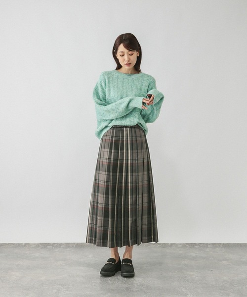 GLOBAL WORK（グローバルワーク）の「モヘヤタッチ編み柄クループルオーバー/581175（ニット/セーター・レディース・ライトグレー/オレンジ/グリーン系その他3/アイボリー/サックスブルー・MEDIUM/LARGE）」の14枚目の写真