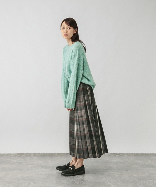 GLOBAL WORK（グローバルワーク）の「モヘヤタッチ編み柄クループルオーバー/581175（ニット/セーター・レディース・ライトグレー/オレンジ/グリーン系その他3/アイボリー/サックスブルー・MEDIUM/LARGE）」の15枚目の写真