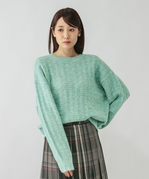 GLOBAL WORK（グローバルワーク）の「モヘヤタッチ編み柄クループルオーバー/581175（ニット/セーター・レディース・ライトグレー/オレンジ/グリーン系その他3/アイボリー/サックスブルー・MEDIUM/LARGE）」の16枚目の写真