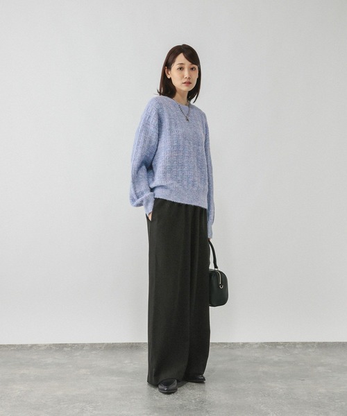 GLOBAL WORK（グローバルワーク）の「モヘヤタッチ編み柄クループルオーバー/581175（ニット/セーター・レディース・ライトグレー/オレンジ/グリーン系その他3/アイボリー/サックスブルー・MEDIUM/LARGE）」の19枚目の写真