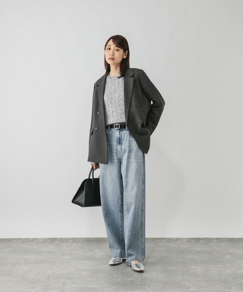 GLOBAL WORK（グローバルワーク）の「モヘヤタッチ編み柄クループルオーバー/581175（ニット/セーター・レディース・ライトグレー/オレンジ/グリーン系その他3/アイボリー/サックスブルー・MEDIUM/LARGE）」の6枚目の写真