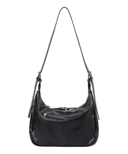 モニックメタルロゴフロントベルトレザーショルダーバッグ 男女共用