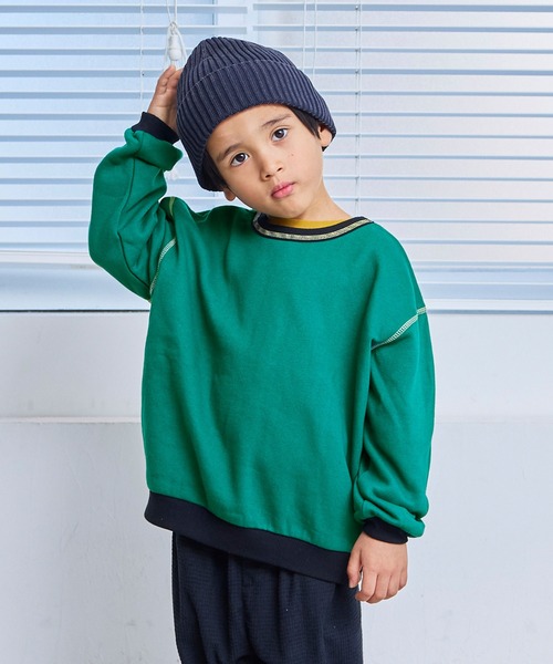 LSP WOW（エルエスピーワオ）の「【LSP WOW!】裏起毛両面マイニチトレーナー（スウェット・キッズ・チャコール/ネイビー/マスタード/ラベンダー/グリーン/ピンク/レッド/ブラック/カーキ/オフホワイト・80/90/100/110/120/130）」の5枚目の写真