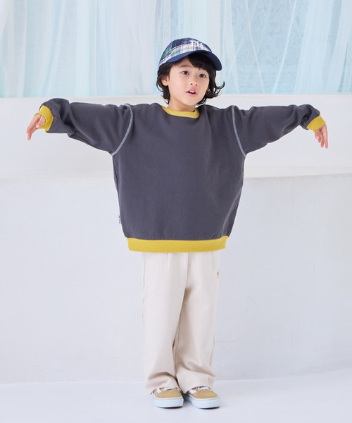 LSP WOW（エルエスピーワオ）の「【LSP WOW!】裏起毛両面マイニチトレーナー（スウェット・キッズ・チャコール/ネイビー/マスタード/ラベンダー/グリーン/ピンク/レッド/ブラック/カーキ/オフホワイト・80/90/100/110/120/130）」の22枚目の写真