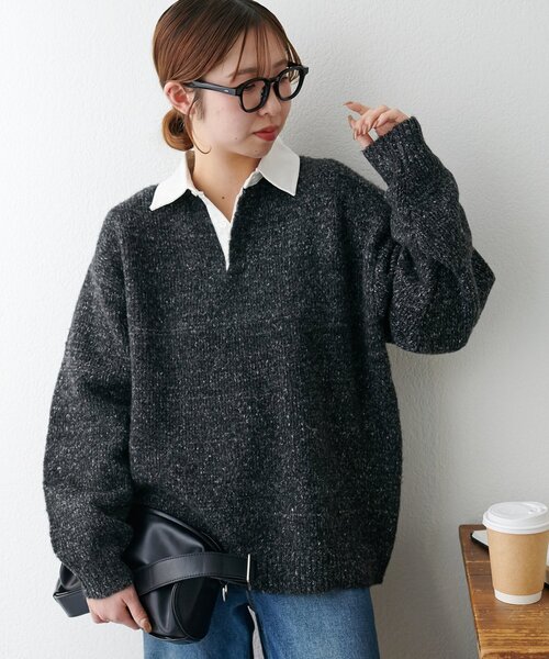 ユニセックス】ミックスヤーンラガーニット（ニット/セーター