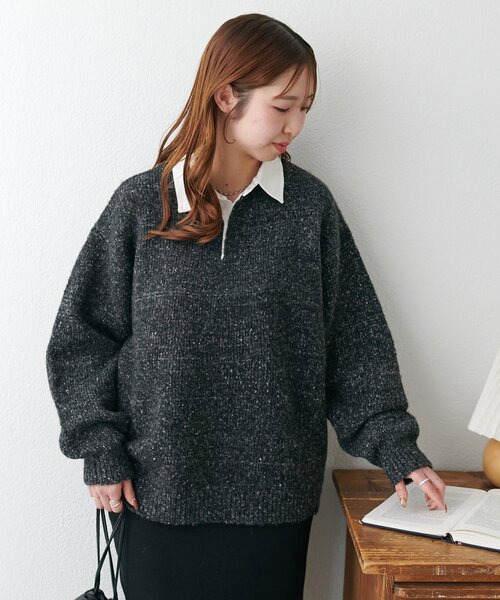 セール】【ユニセックス】ミックスヤーンラガーニット（ニット