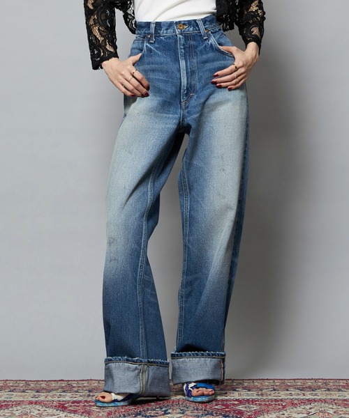 Lee(リー)の「【101 101周年記念特別モデル】HIGH-RISE RELAXED STRAIGHT デニムパンツ(デニムパンツ・レディース・ブルー・SMALL/X-SMALL/MEDIUM)」の1枚目の写真