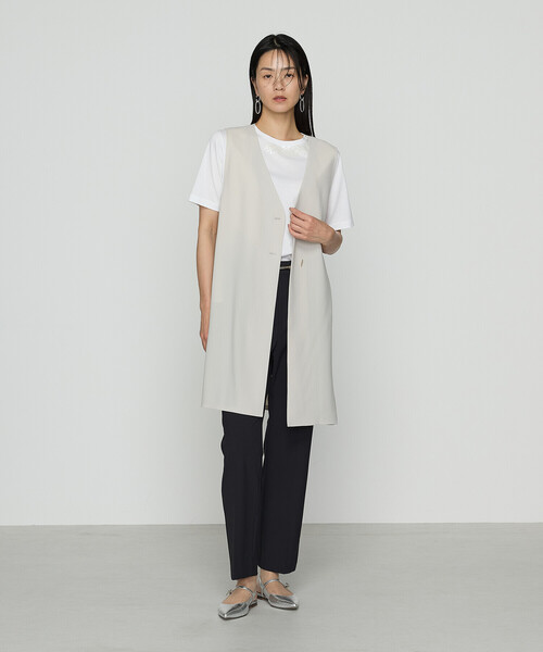 COMME CA（コムサ）の「〔 TALLサイズ 〕 【セットアップ対応】ストレッチからみ ジレ（ベスト・レディース・グレイッシュベージュ/グレー・15号）」の7枚目の写真