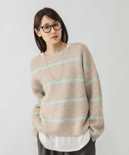 セール】モヘヤタッチボーダープルオーバー/581173（ニット/セーター