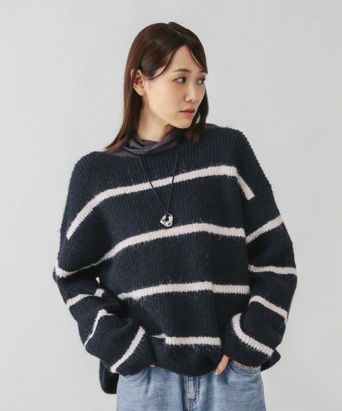 GLOBAL WORK(グローバルワーク)の「モヘヤタッチボーダープルオーバー/581173(ニット/セーター・レディース・ライトグレー/ベージュ/ネイビー・MEDIUM/LARGE)」の22枚目の写真