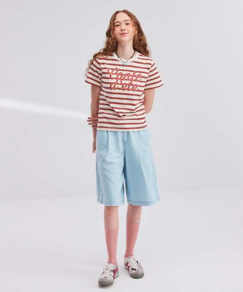 Between A and B（ビトウィーンエイアンドビー）の「マルチストライププリントTシャツ[クリーム]（Tシャツ/カットソー・レディース・その他・FREE）」の3枚目の写真