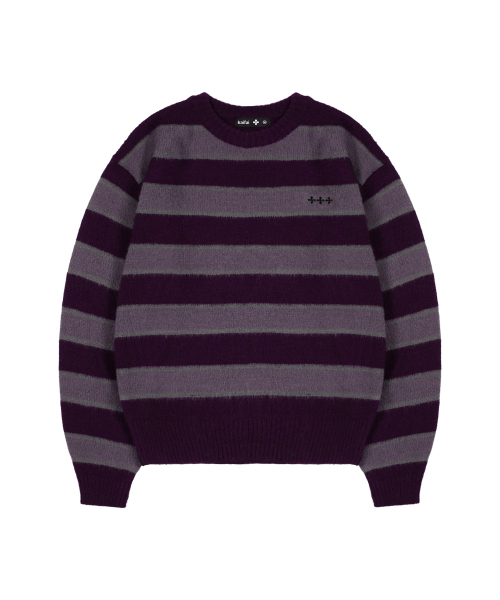 kaifai(カイファイ)の「クシストライプニット(パープル)K25ZB169(ニット/セーター・レディース・その他・MEDIUM/LARGE)」の1枚目の写真