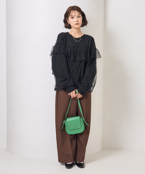 FREAK'S STORE(フリークスストア)の「チュール レイヤード ドッキング ニット/チュール重ねニット(ニット/セーター・レディース・ブラック/ライトグレー・フリ-)」の17枚目の写真
