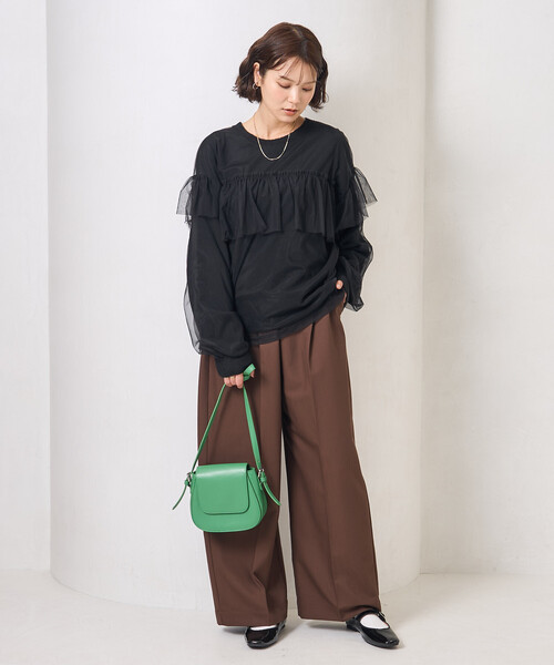 FREAK'S STORE(フリークスストア)の「チュール レイヤード ドッキング ニット/チュール重ねニット(ニット/セーター・レディース・ブラック/ライトグレー・フリ-)」の18枚目の写真