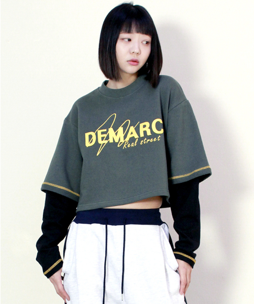 DEMARC（ドゥマーク）の「ダブルスリーブクロップTシャツカーキ（Tシャツ/カットソー・レディース・その他・MEDIUM/LARGE）」の4枚目の写真
