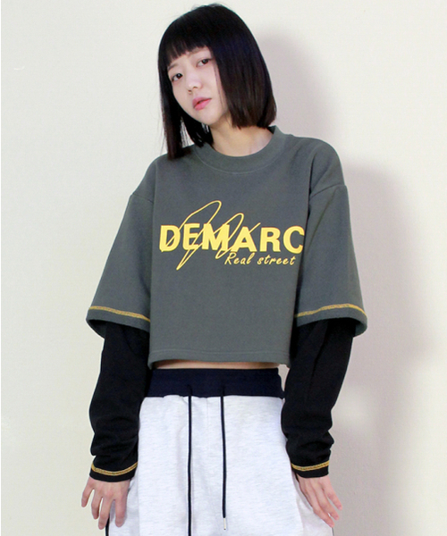 DEMARC（ドゥマーク）の「ダブルスリーブクロップTシャツカーキ（Tシャツ/カットソー・レディース・その他・MEDIUM/LARGE）」の5枚目の写真