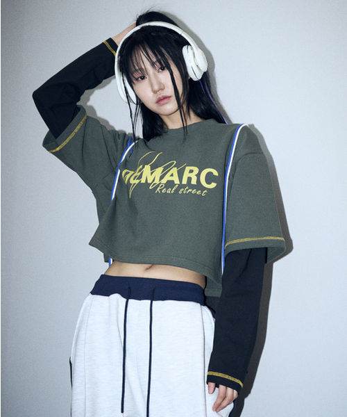 DEMARC（ドゥマーク）の「ダブルスリーブクロップTシャツカーキ（Tシャツ/カットソー・レディース・その他・MEDIUM/LARGE）」の6枚目の写真