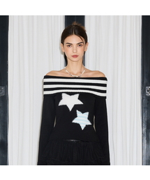 L19 STAR OFF-SHOULDER KNIT(BLACK)