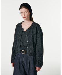 CURRENT（カレント）の「METALLIC PUFF SLEEVES CARDIGAN [DARK GRAY]（カーディガン/ボレロ）」