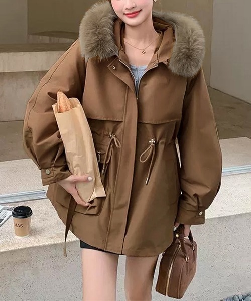 ブラウン モッズコート 36サイズ リラクス ライナー ファーベスト付