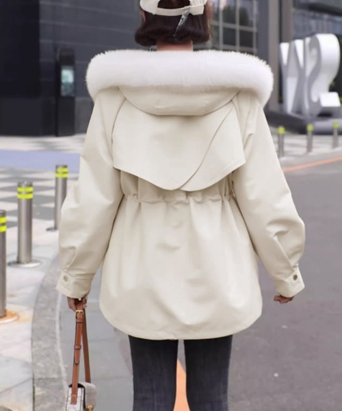 セール】ファーフード付きモッズコートレディース冬（ダウンジャケット