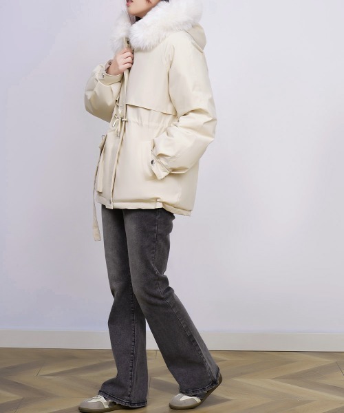 セール】ファーフード付きモッズコートレディース冬（ダウンジャケット