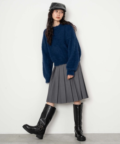 WEGO(ウィゴー)の「WEGO/【26年春夏新作】シャギーニットプルオーバー(ニット/セーター・レディース・ワイン/ネイビー/チャコール・FREE)」の12枚目の写真
