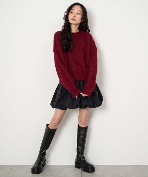 WEGO(ウィゴー)の「WEGO/【26年春夏新作】シャギーニットプルオーバー(ニット/セーター・レディース・ワイン/ネイビー/チャコール・FREE)」の13枚目の写真
