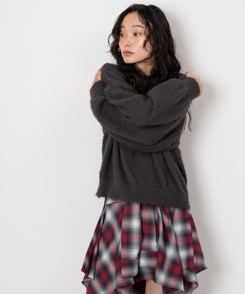 WEGO(ウィゴー)の「WEGO/【26年春夏新作】シャギーニットプルオーバー(ニット/セーター・レディース・ワイン/ネイビー/チャコール・FREE)」の17枚目の写真
