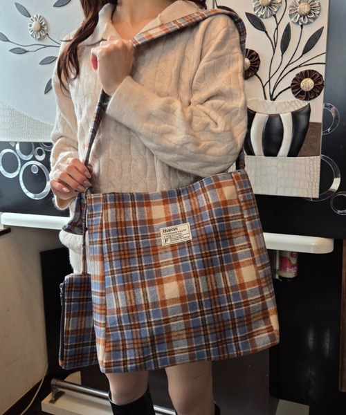 チェック柄 マドラスチェック ショルダーバッグ ハンドバッグ