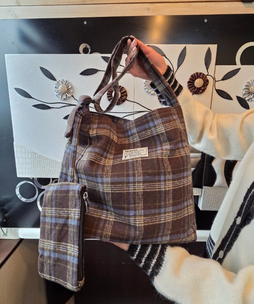 チェック柄 マドラスチェック ショルダーバッグ ハンドバッグ