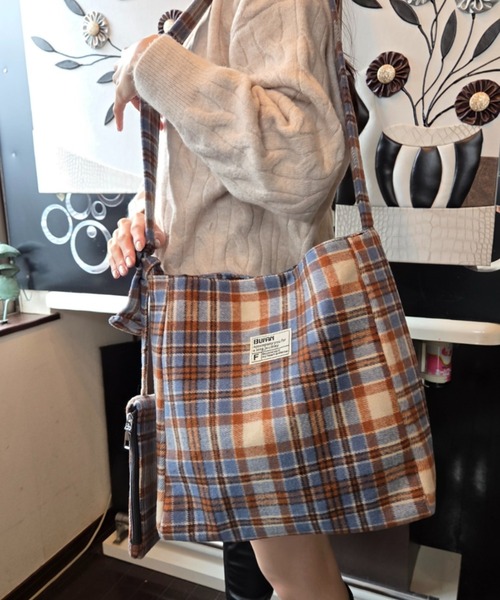 チェック柄 マドラスチェック ショルダーバッグ ハンドバッグ