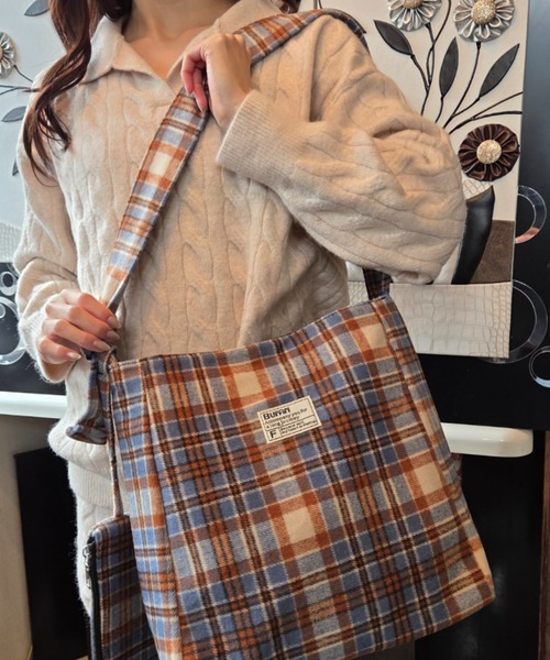 チェック柄 マドラスチェック ショルダーバッグ ハンドバッグ