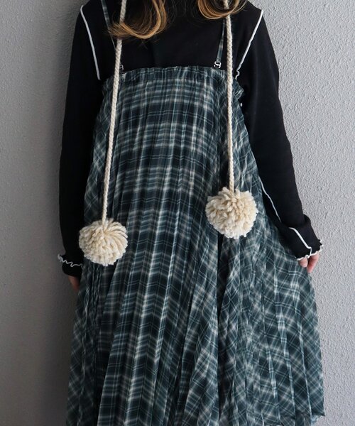 CIAOPANIC TYPY（チャオパニックティピー）の「【KIDS】《ジュニアサイズあり》2WAYプリーツチェックヘムスカート(OSORO)（スカート・キッズ・ブラック/グリーン・110/130/150）」の4枚目の写真