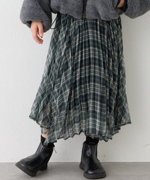 CIAOPANIC TYPY（チャオパニックティピー）の「【KIDS】《ジュニアサイズあり》2WAYプリーツチェックヘムスカート(OSORO)（スカート・キッズ・ブラック/グリーン・110/130/150）」の6枚目の写真