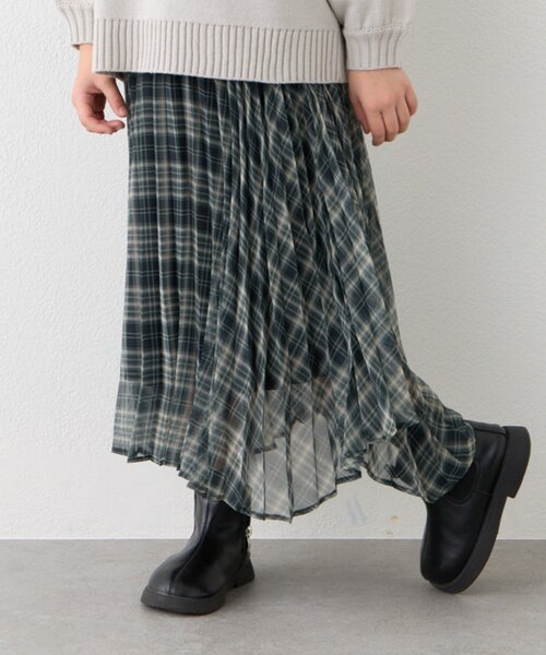 CIAOPANIC TYPY（チャオパニックティピー）の「【KIDS】《ジュニアサイズあり》2WAYプリーツチェックヘムスカート(OSORO)（スカート・キッズ・ブラック/グリーン・110/130/150）」の8枚目の写真