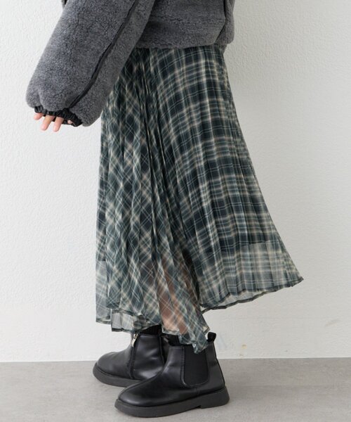 CIAOPANIC TYPY（チャオパニックティピー）の「【KIDS】《ジュニアサイズあり》2WAYプリーツチェックヘムスカート(OSORO)（スカート・キッズ・ブラック/グリーン・110/130/150）」の9枚目の写真