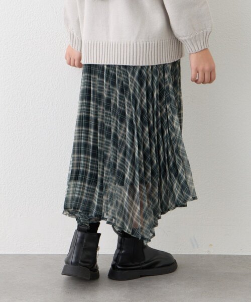 CIAOPANIC TYPY（チャオパニックティピー）の「【KIDS】《ジュニアサイズあり》2WAYプリーツチェックヘムスカート(OSORO)（スカート・キッズ・ブラック/グリーン・110/130/150）」の10枚目の写真