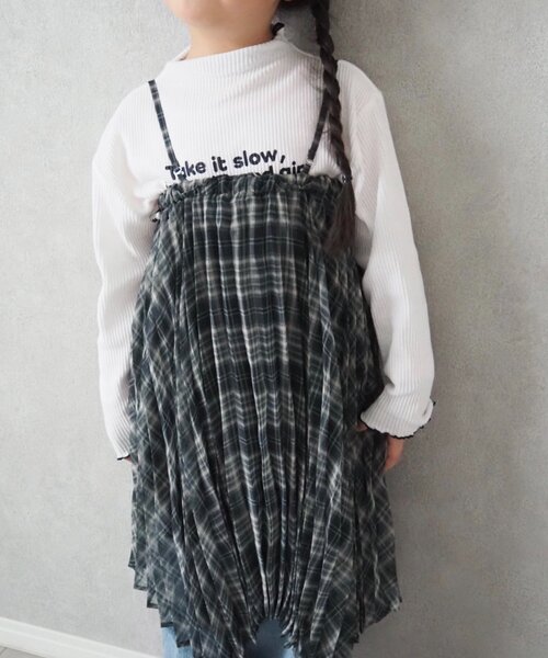 CIAOPANIC TYPY（チャオパニックティピー）の「【KIDS】《ジュニアサイズあり》2WAYプリーツチェックヘムスカート(OSORO)（スカート・キッズ・ブラック/グリーン・110/130/150）」の11枚目の写真