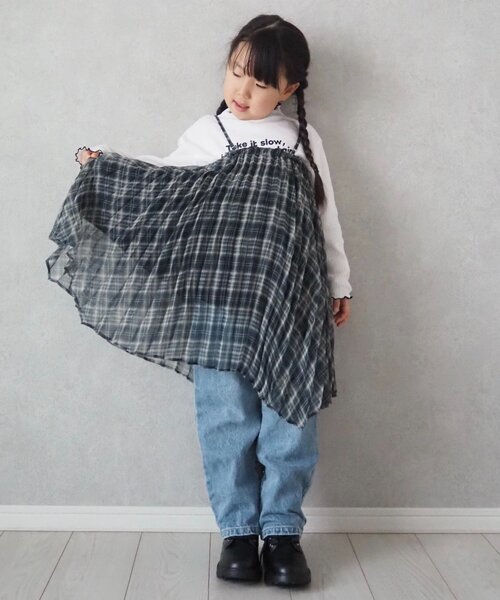 CIAOPANIC TYPY（チャオパニックティピー）の「【KIDS】《ジュニアサイズあり》2WAYプリーツチェックヘムスカート(OSORO)（スカート・キッズ・ブラック/グリーン・110/130/150）」の13枚目の写真