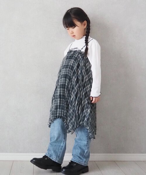 CIAOPANIC TYPY（チャオパニックティピー）の「【KIDS】《ジュニアサイズあり》2WAYプリーツチェックヘムスカート(OSORO)（スカート・キッズ・ブラック/グリーン・110/130/150）」の14枚目の写真