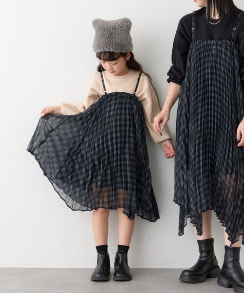 CIAOPANIC TYPY（チャオパニックティピー）の「【KIDS】《ジュニアサイズあり》2WAYプリーツチェックヘムスカート(OSORO)（スカート・キッズ・ブラック/グリーン・110/130/150）」の16枚目の写真