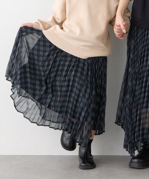 CIAOPANIC TYPY（チャオパニックティピー）の「【KIDS】《ジュニアサイズあり》2WAYプリーツチェックヘムスカート(OSORO)（スカート・キッズ・ブラック/グリーン・110/130/150）」の18枚目の写真
