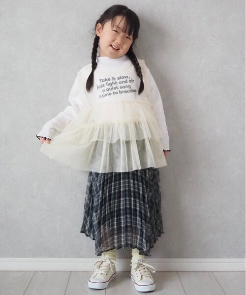 CIAOPANIC TYPY（チャオパニックティピー）の「【KIDS】《ジュニアサイズあり》2WAYプリーツチェックヘムスカート(OSORO)（スカート・キッズ・ブラック/グリーン・110/130/150）」の20枚目の写真