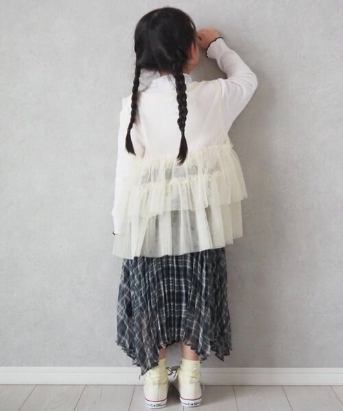 CIAOPANIC TYPY（チャオパニックティピー）の「【KIDS】《ジュニアサイズあり》2WAYプリーツチェックヘムスカート(OSORO)（スカート・キッズ・ブラック/グリーン・110/130/150）」の21枚目の写真