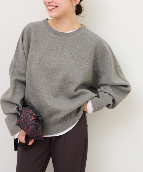JOURNAL STANDARD relume（ジャーナルスタンダード　レリューム）の「《追加》スウェットライクドルマンプルオーバー（ニット/セーター・レディース・ネイビー/ピンク/グレー・FREE）」の9枚目の写真