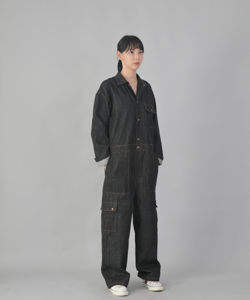 SAINTCREW（セントクルー）の「クラシックEXワイドカーゴジャンプスーツCWC-520ブラックデニム（つなぎ/オールインワン・メンズ・その他・MEDIUM/LARGE/X-LARGE）」の4枚目の写真