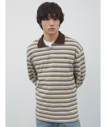 KIJUN MEN（キジュンメンズ）の「Fresh Border Pique Polo Brown（ポロシャツ）」