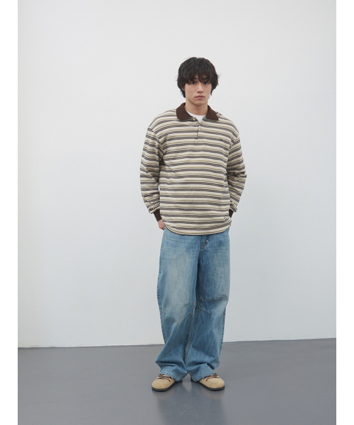 KIJUN MEN(キジュンメンズ)の「Fresh Border Pique Polo Brown(ポロシャツ・メンズ・その他・MEDIUM/LARGE/X-LARGE)」の4枚目の写真